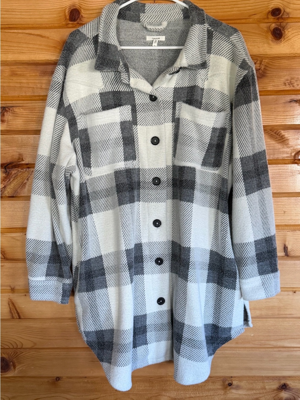 Maurices Black and White Plaid Button Front Jacket